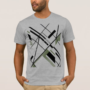 Camiseta Linhas Abstrato de Oliva Negra Formas Geométricas