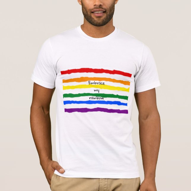 Camiseta Linhas arco-íris com texto personalizado (Frente)