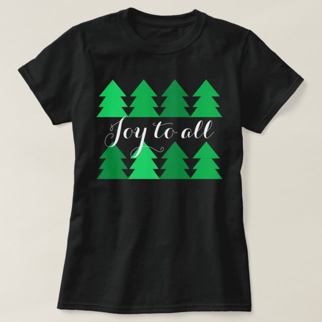 Camiseta Linhas bonitas de Árvores de Natal Verdes Alegrem  (Frente do Design)