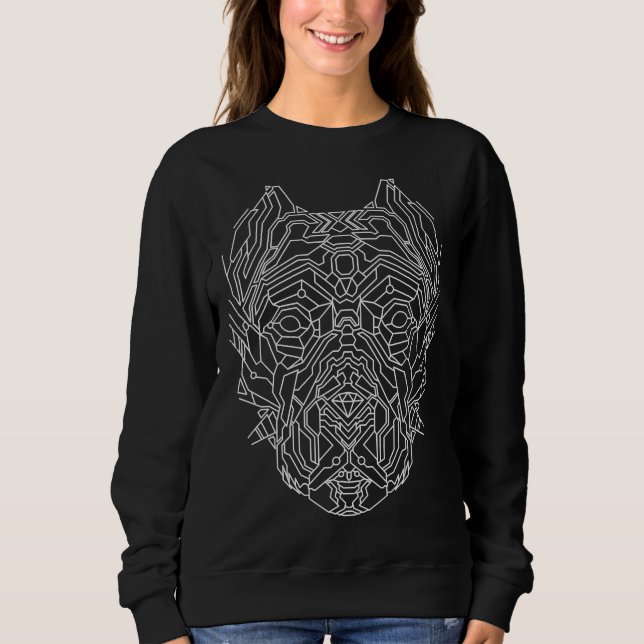 Camiseta Linhas Brancas Geométricas do Cão Pitbull (Frente)