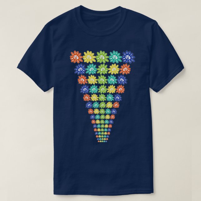 Camiseta Linhas cada vez menores de flores de margarida de  (Frente do Design)