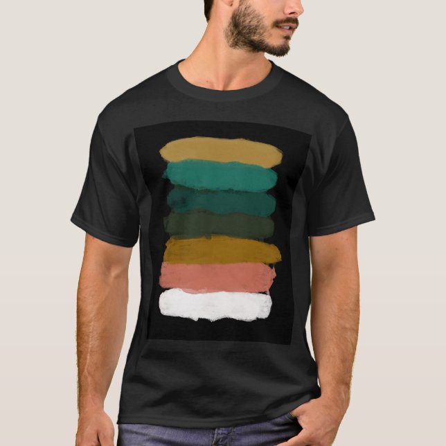 Camiseta Linhas de abstrato coloridas, golpes modernos de p (Frente)