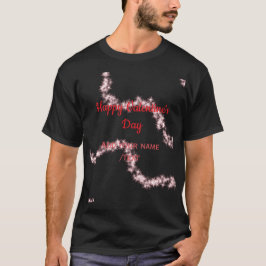 Camiseta Linhas de brilho vermelhas espiral feliz dia dos n