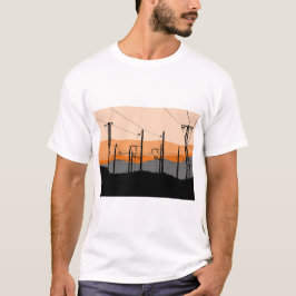 Camiseta Linhas de Energia do Pôr do Sol Industrial Estétic