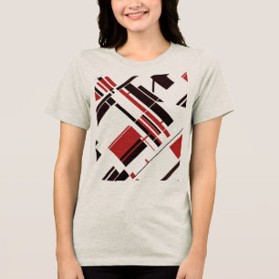 Camiseta Linhas de Formas Diagonais Pretas Vermelhas MCM Ab