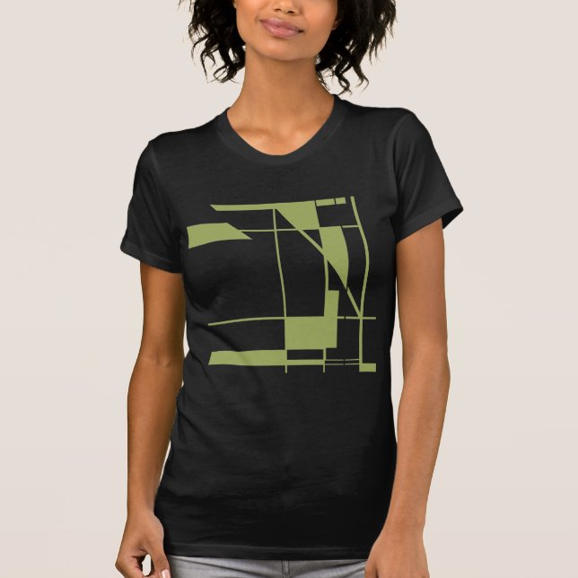 Camiseta Linhas de Formas Olivais com Abstrato Geométrico d (Frente)