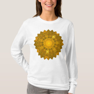 Camiseta Linhas de renda Mandala Brilhante Brilho Amarelo Q