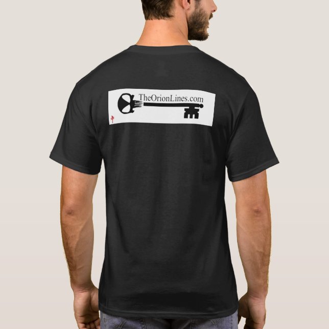 Camiseta Linhas de teorias de teclas de esqueleto de aliení (Verso)