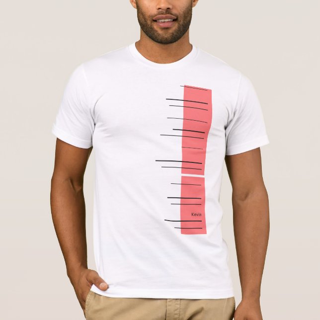 Camiseta Linhas horizontais, listras pretas no vermelho (Frente)