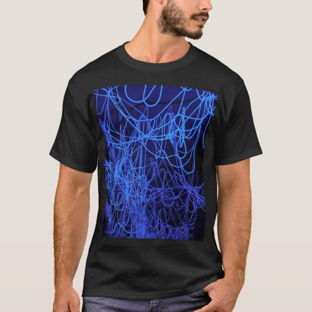 Camiseta Linhas luminosas abstrato azuis (Frente)