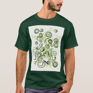 Camiseta Linhas Orgânicas Verdes Curvas Molares Aquarelas P