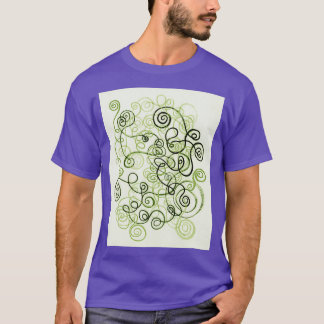 Camiseta Linhas Orgânicas Verdes Curvas Molares Aquarelas P