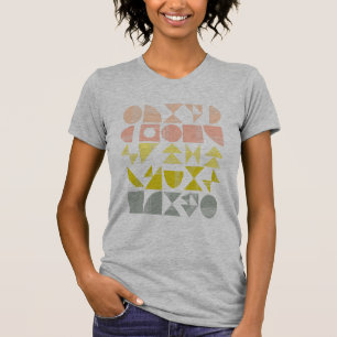 Camiseta Linhas Simples de Formas Geométricas em Pastel Co