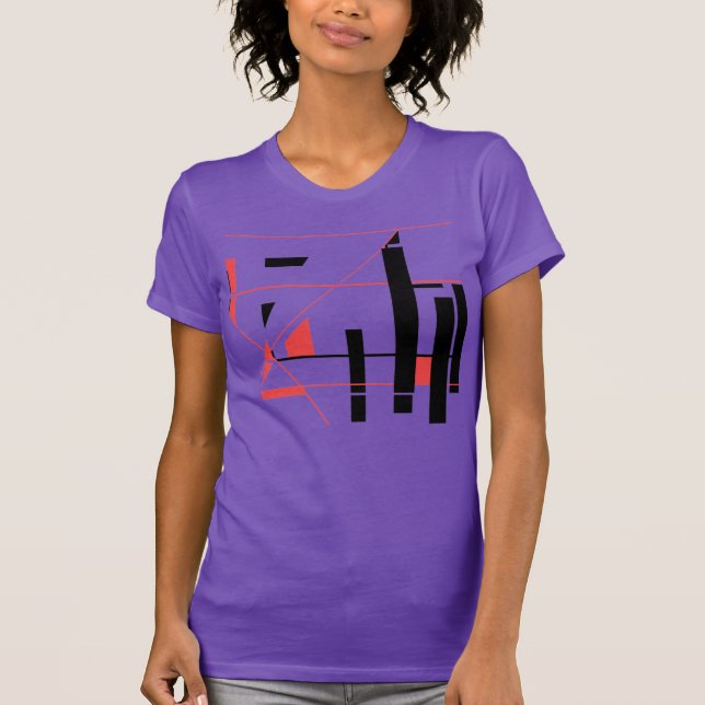 Camiseta Linhas Vermelhas Negras forma geométrica inspirada (Frente)
