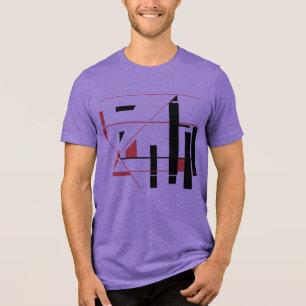 Camiseta Linhas Vermelhas Negras forma geométrica inspirada
