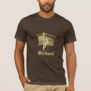 Camiseta Linhista Elétrico Patriótico Monograma Dourado Ban