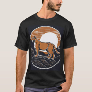 Camiseta Linocut mínimo de um leão de montanha: Kathleen Ne