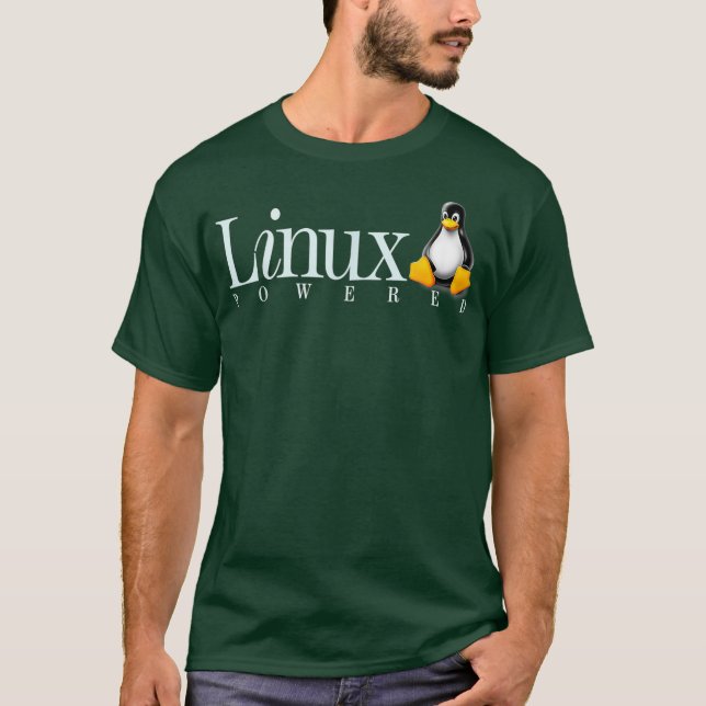 Camiseta Linu Os Powered by Linu Penguin Tee (Frente)