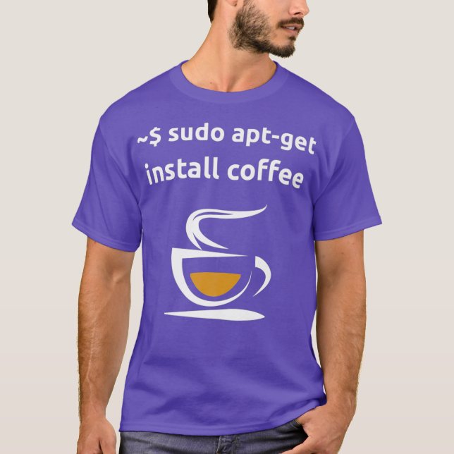 Camiseta Linu Sudo AptGet Instalar Geeks Sysadmin do Café (Frente)