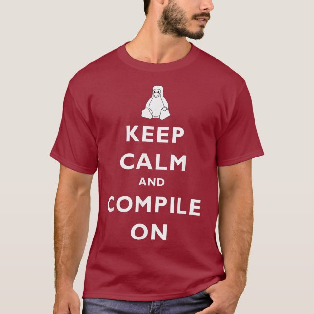 Camiseta Linu Sysadmin Mantém-Se Calmo Em Homens Presentes (Frente)