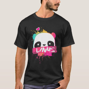Camiseta LINUS - Meninos Bonitos Nome com Panda Adorável
