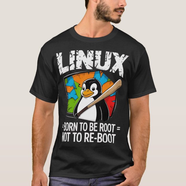 Camiseta Linux - Nascido Para Ser Root (Frente)
