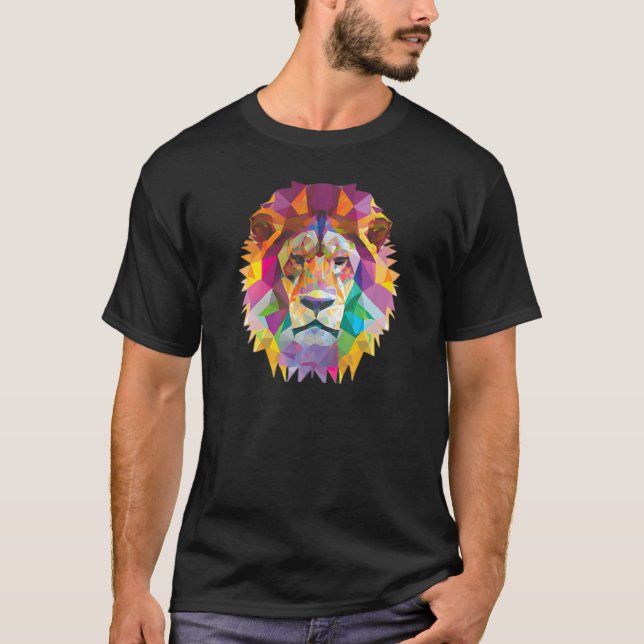Camiseta Lion Abstract Polygon Cool Geometric Wild Animal 1 (Frente)