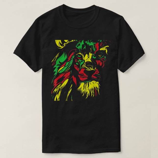 Camiseta lion africa ethiopia rasta tafere music african fl (Frente do Design)