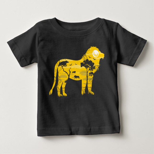 Camiseta Lion Africano Savanah Full Moon Silhout (Frente)