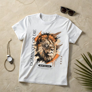 Camiseta Lion Alpha Mindset – Gráfico Dominar ou M