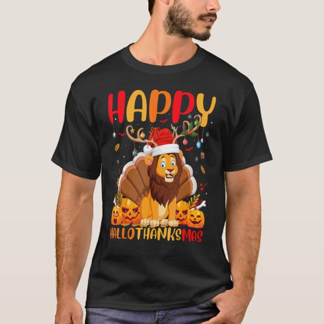 Camiseta Lion Animal Happy Lion Hellothanksmas (Frente)