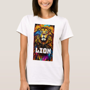Camiseta Lion Art Color Splash, presente de verão para mulh