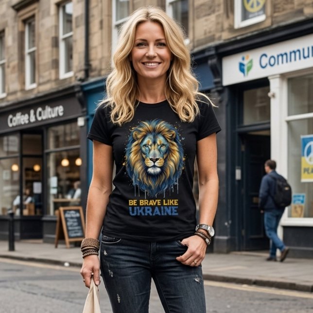 Camiseta Lion “Be brave like Ukraine.” (Criador carregado)