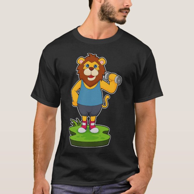 Camiseta Lion Bodybuilder Dumbbell (Frente)