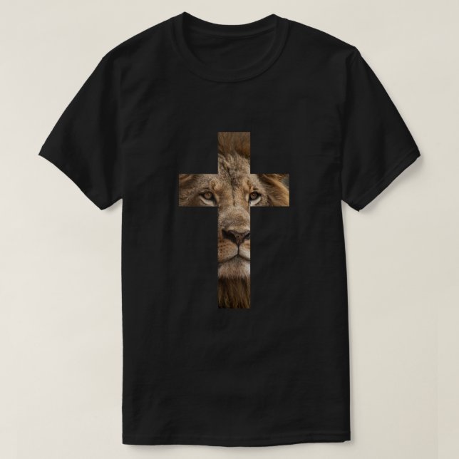 Camiseta Lion Cross King Lorde Jesus Bíblia Judah (Frente do Design)