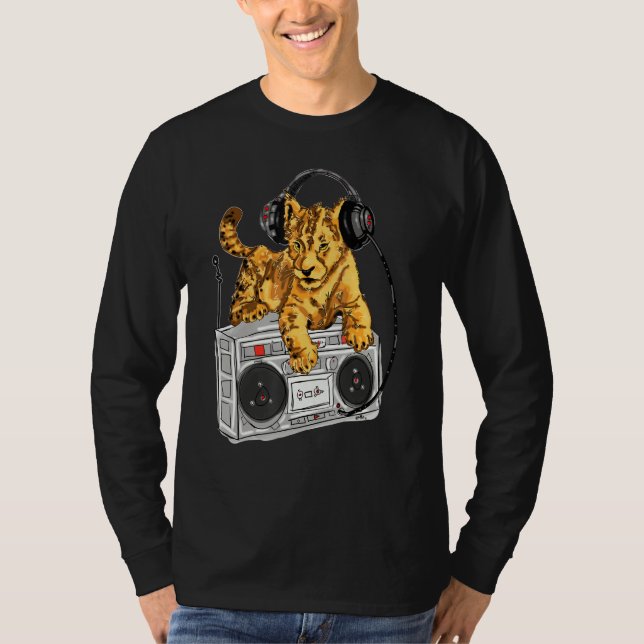 Camiseta Lion Cub Boombox Africano Blaster Hip Hop Por Zami (Frente)