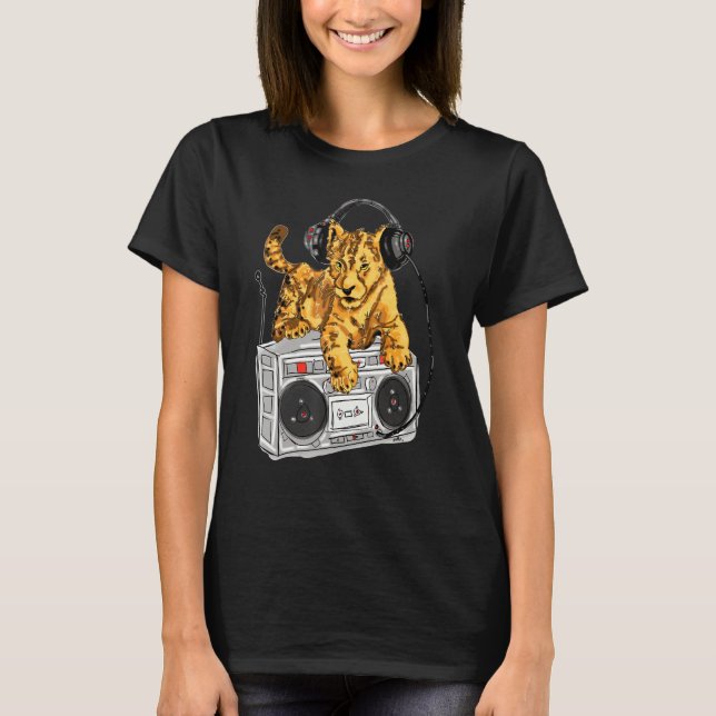 Camiseta Lion Cub Boombox Africano Blaster Hip Hop Por Zami (Frente)