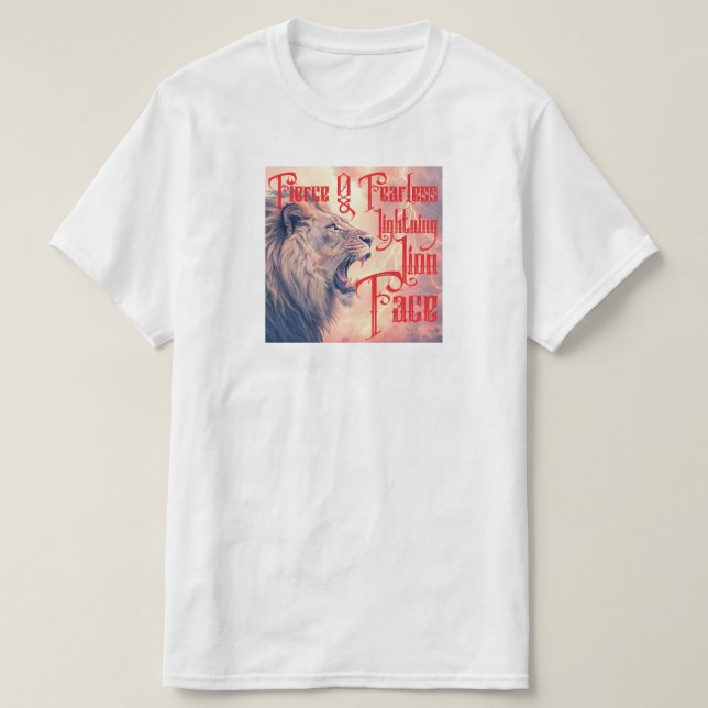 Camiseta Lion Face De Luz Úmida E Sem Fécula (Frente do Design)