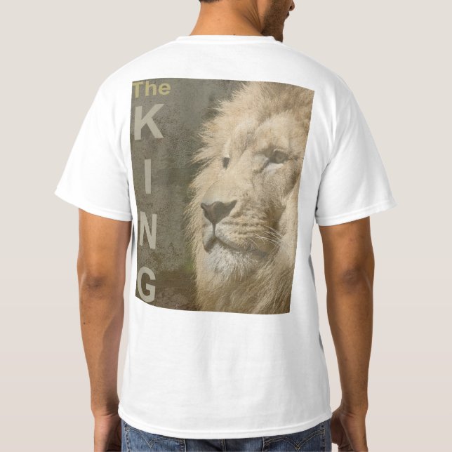 Camiseta Lion Face Mens Moderno Elegante Modelo Branco (Verso)