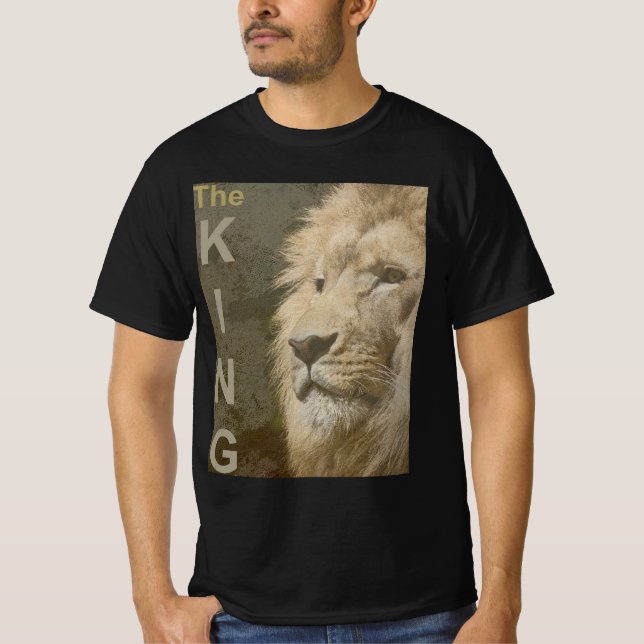 Camiseta Lion Face Mens Moderno Elegante Modelo preto (Frente)