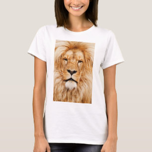 Camiseta Lion Face Painting Trabalho de arte-17335