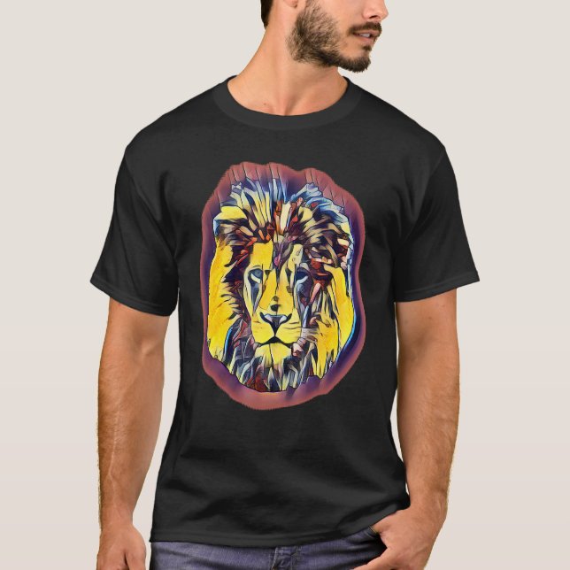 Camiseta Lion Face Pop Art (Frente)