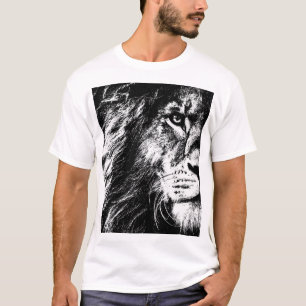 Camiseta Lion Face Pop Art Modelo moderno Elegante masculin