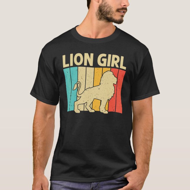 Camiseta Lion For Girls Kid African Safari Zoo Animal Retro (Frente)