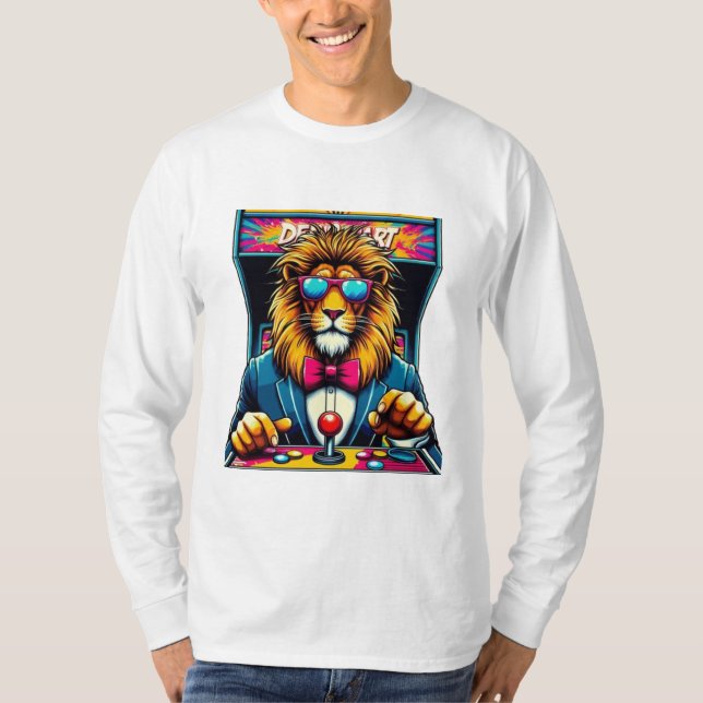 Camiseta Lion Gamer : Le Roi de l'Arcade (Frente)
