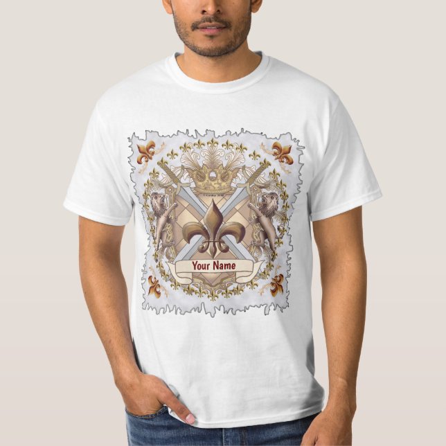 Camiseta Lion Griffin Shield Family Crest Surname (Frente)