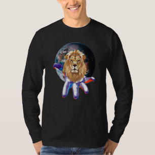 Camiseta Lion Head Motif Big Cat Africa Mande Leões Colorid