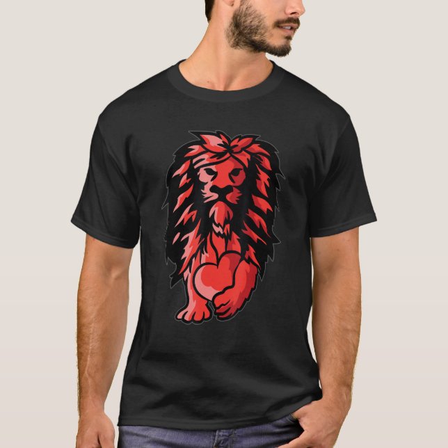 Camiseta Lion Heart Dia de os namorados Cute Animal Love Wi (Frente)