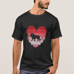 Camiseta Lion Heart Dia de os namorados Vintage Retro Sunse