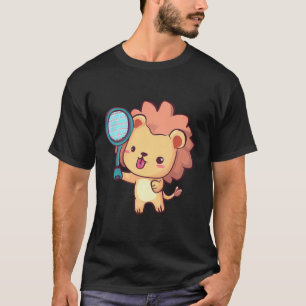 Camiseta Lion Jogando Tênis e Badminton, Selva De Esporte